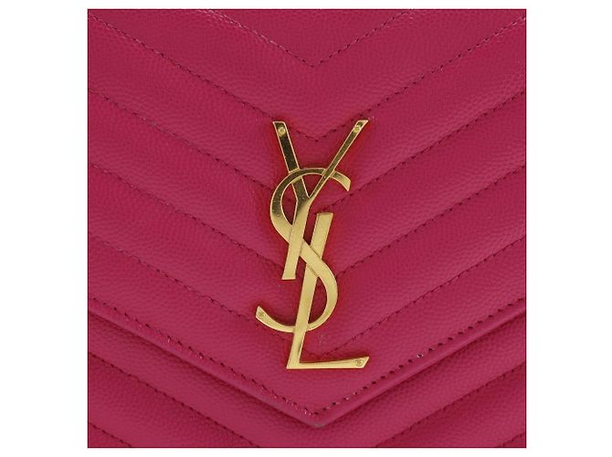 Bolsa de ombro Saint Laurent em couro acolchoado rosa com corrente - vista 17