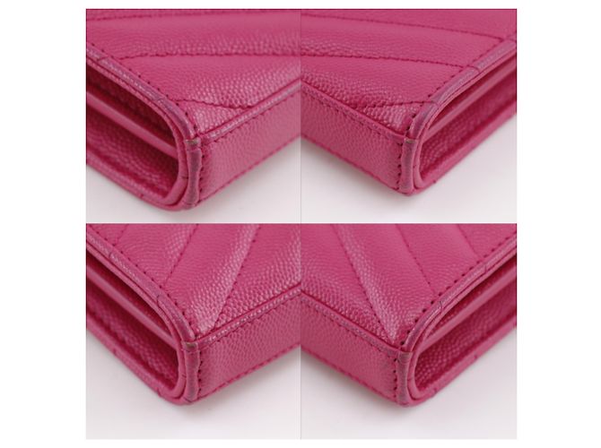 Bolsa de ombro Saint Laurent em couro acolchoado rosa com corrente - vista 4
