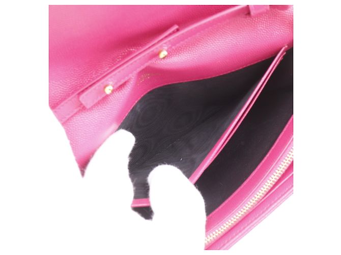 Bolsa de ombro Saint Laurent em couro acolchoado rosa com corrente - vista 5
