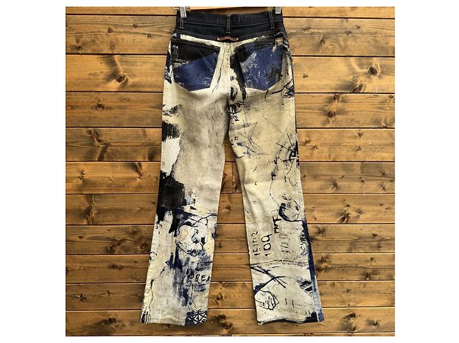Vaqueros Estampados Roberto Cavalli Napoleón Castaño Negro Blanco Azul - vista 2