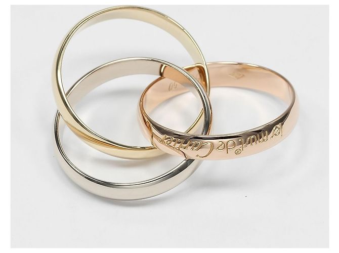 Anello Cartier Trinity in oro 18K rosa bianco e giallo D'oro - vista 7