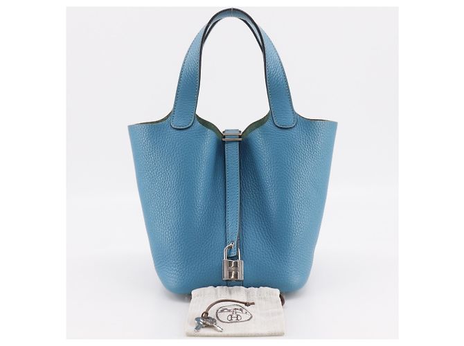 Hermès Hermes Picotin Lock 18 PM Handtasche Blau Grün - Ansicht 19