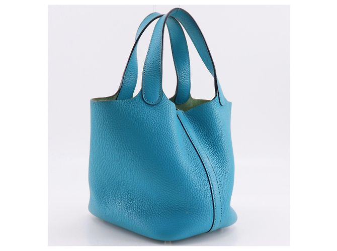 Hermès Hermes Picotin Lock 18 PM Handtasche Blau Grün - Ansicht 3
