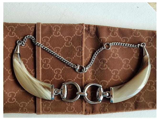 Gucci Collana in corno e argento 925 Marrone - vista 9