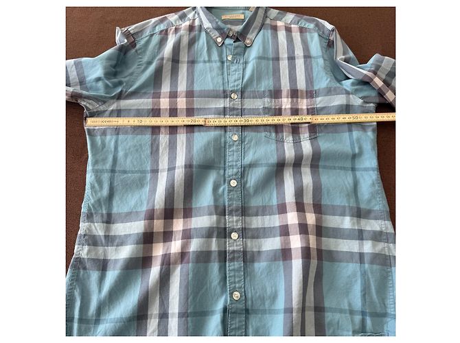 Burberry Brit Camisa de algodón Nova Check Blanco Azul Gris - vista 5