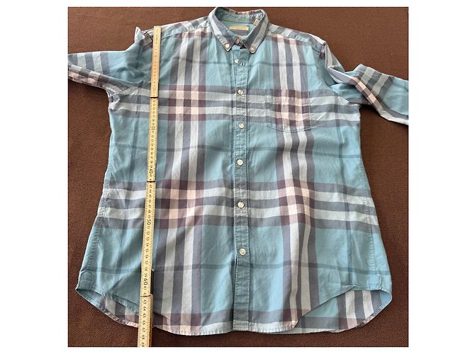 Burberry Brit Camisa de algodón Nova Check Blanco Azul Gris - vista 6