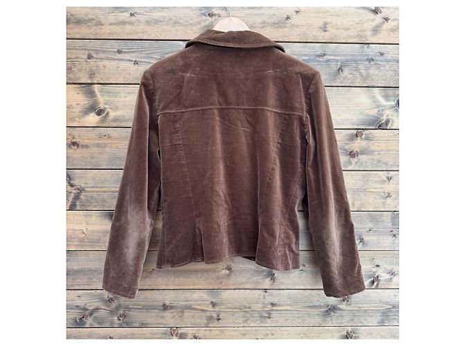 Fendi Blazer Vintage in Velluto di Cotone Marrone - vista 2