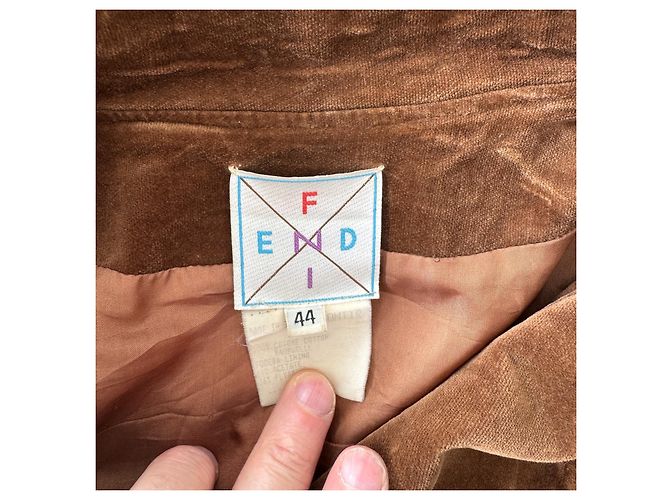 Fendi Blazer Vintage in Velluto di Cotone Marrone - vista 3