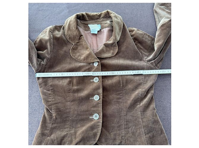 Fendi Blazer Vintage in Velluto di Cotone Marrone - vista 5