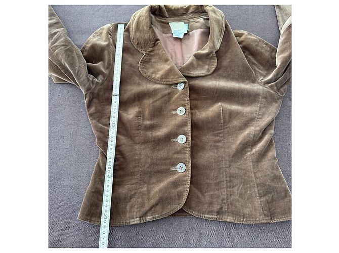 Fendi Blazer Vintage in Velluto di Cotone Marrone - vista 7