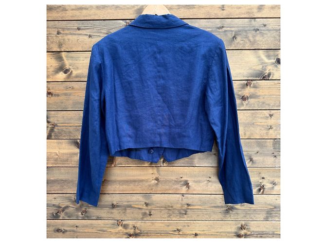Kenzo City Blazer corto de lino azul - vista 2