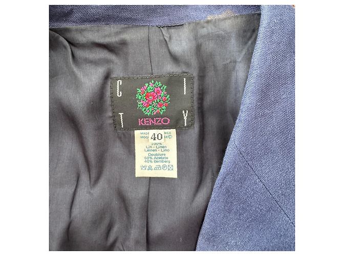 Kenzo City Blazer corto de lino azul - vista 3