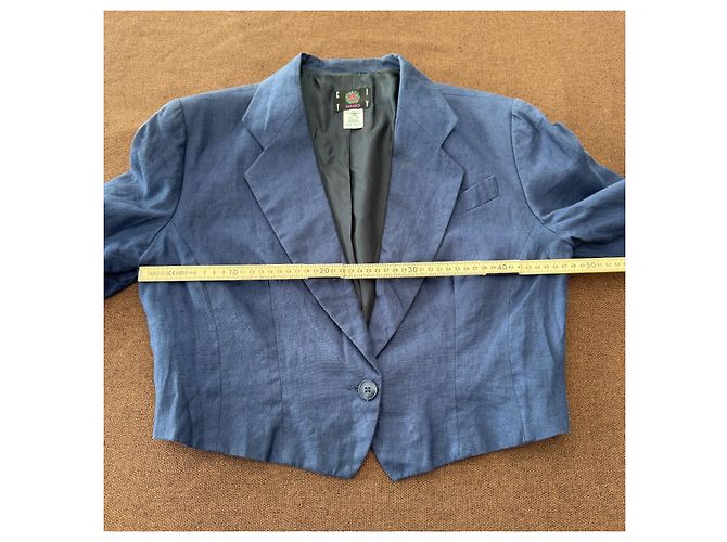 Kenzo City Blazer corto de lino azul - vista 5