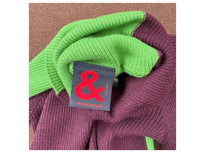 Dolce & Gabbana gerippter Rollkragenpullover Lila Grün - Ansicht 4