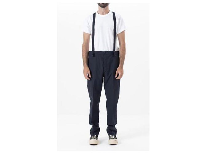 visvim Pantaloni Travailler Braces Blu Scuro - vista 3