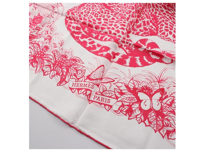 Sciarpa Carré 90 Tatouage Jungle Love Hermès Rosa Bianco - vista 7