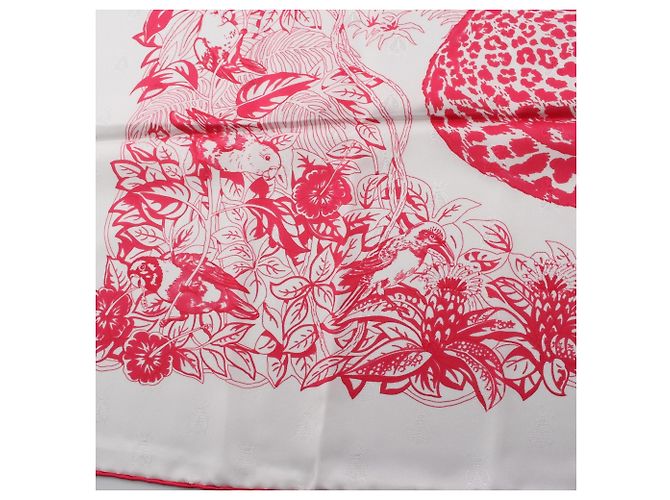 Sciarpa Carré 90 Tatouage Jungle Love Hermès Rosa Bianco - vista 8