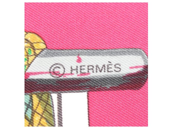 Hermès Sciarpa Hermes Carre 90 Pasementerie Rosa Multicolore - vista 2