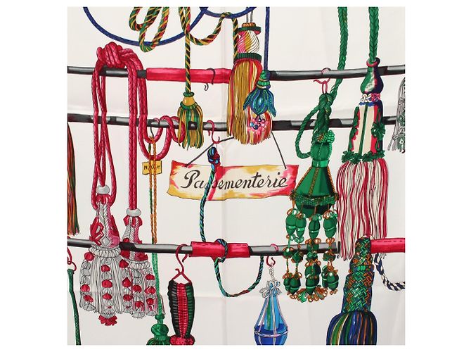 Hermès Sciarpa Hermes Carre 90 Pasementerie Rosa Multicolore - vista 7