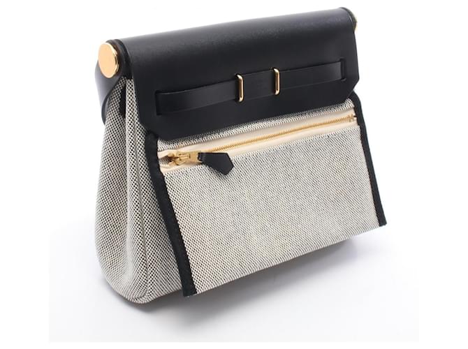 Borsa a tracolla Hermès Herbag Zip Mini Marrone Nero - vista 2