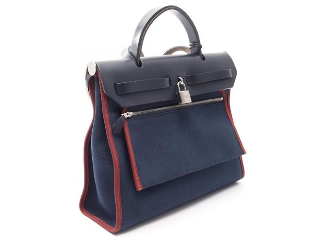 Hermès Borsa 2-Way Hermes Herbag Zip PM Rosso Bordò Blu navy - vista 2