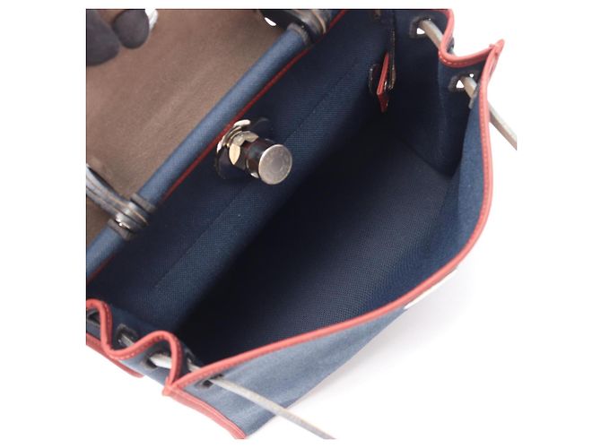 Hermès Borsa 2-Way Hermes Herbag Zip PM Rosso Bordò Blu navy - vista 3