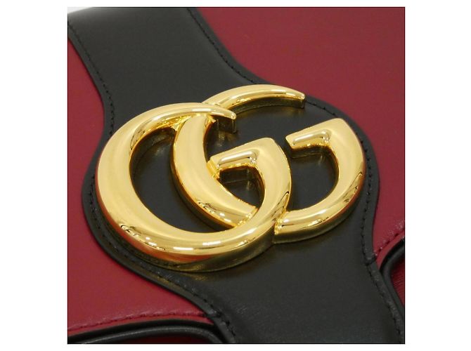 Borsa a tracolla in pelle nera e rossa Gucci 550126 Nero Rosso - vista 6