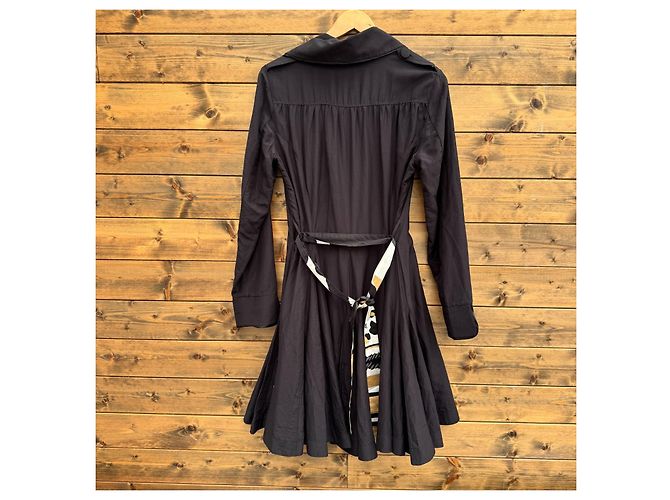 Autre Marque Class Roberto Cavalli Vestido Trench de Mezcla de Algodón Negro - vista 2