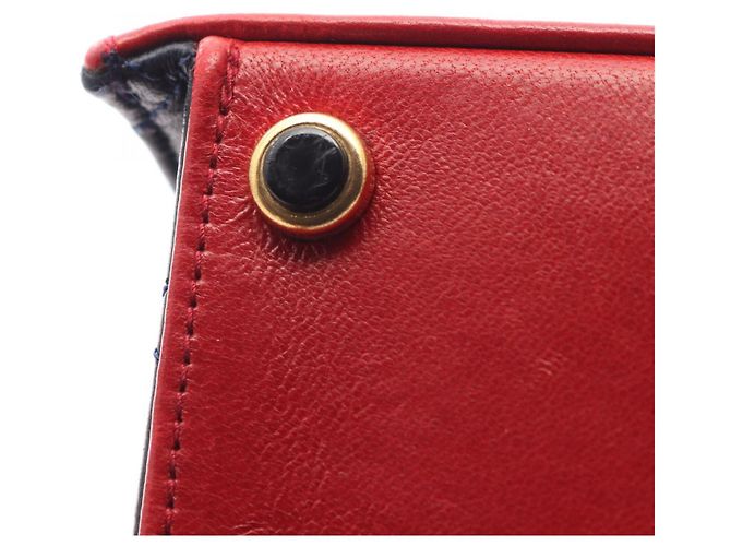 Borsa a Spalla Chanel Matelassé Bicolor Turnlock Rosso Blu navy - vista 10