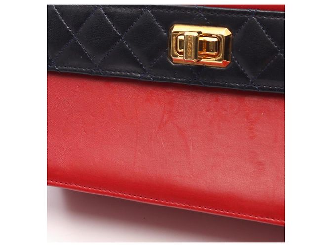 Borsa a Spalla Chanel Matelassé Bicolor Turnlock Rosso Blu navy - vista 11