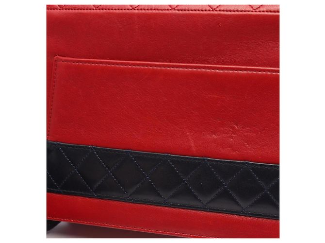 Borsa a Spalla Chanel Matelassé Bicolor Turnlock Rosso Blu navy - vista 12