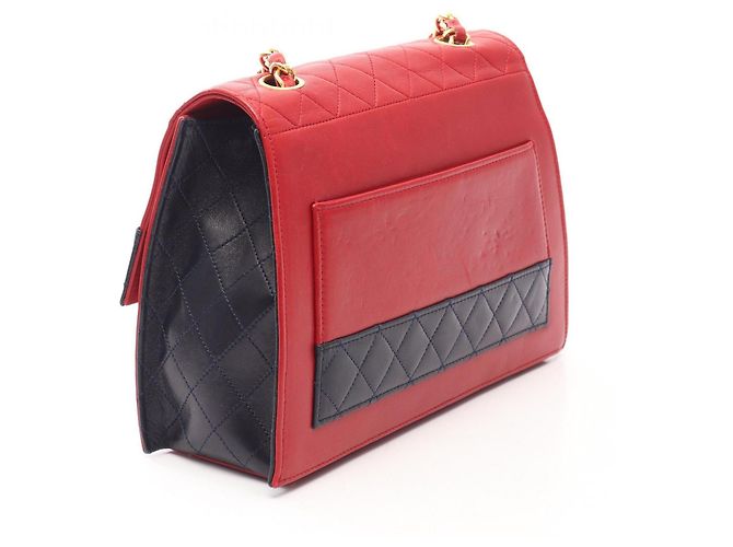 Borsa a Spalla Chanel Matelassé Bicolor Turnlock Rosso Blu navy - vista 2