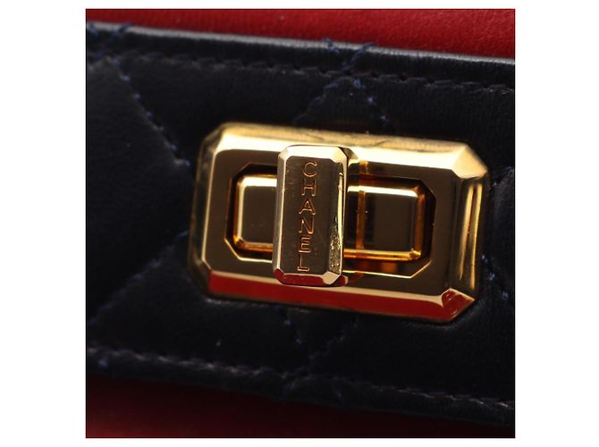Borsa a Spalla Chanel Matelassé Bicolor Turnlock Rosso Blu navy - vista 9