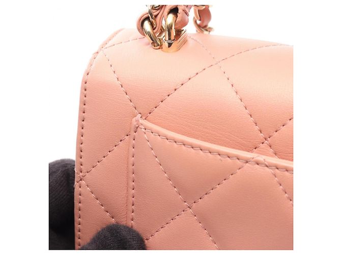 Borsa a mano Chanel Matelassé Leather Top Handle Rosa - vista 7
