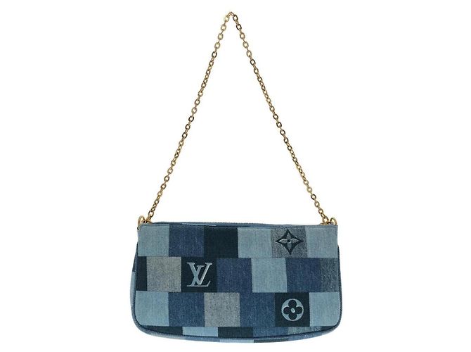Borsa a Spalla Louis Vuitton Denim Monogram Multi Pochette Accessoires M44990 Rosso Blu - vista 2