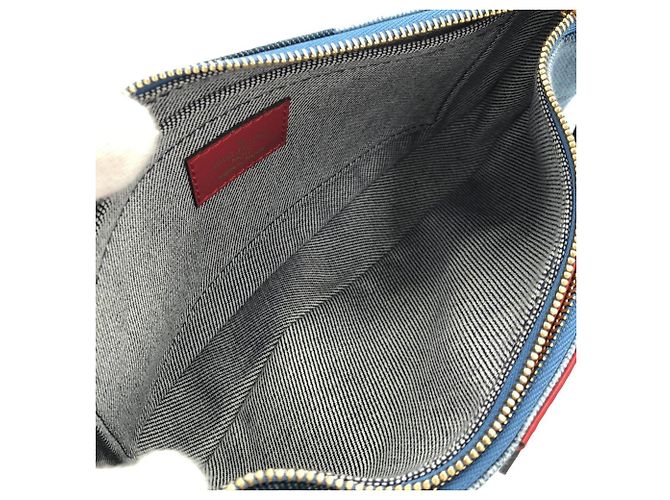 Borsa a Spalla Louis Vuitton Denim Monogram Multi Pochette Accessoires M44990 Rosso Blu - vista 7