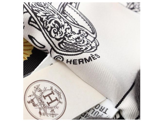 Hermès Hermes Twilly Brides de Gala en Fleurs Eyeliner Ribbon Scarf Nero Bianco Multicolore - vista 4