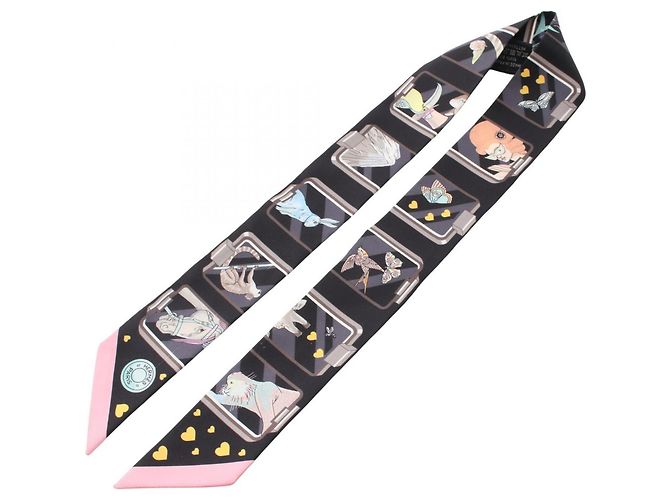 Hermès Twilly STORY Ribbon Schal Schwarz Mehrfarben - Ansicht 2