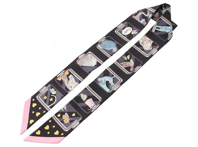 Hermès Twilly STORY Ribbon Schal Schwarz Mehrfarben - Ansicht 3