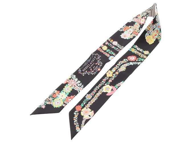Silk In Hermès Foulard Twilly Hermes Brides de Gala en Fleurs Nero Bianco Multicolore - vista 2