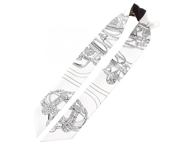 Silk In Hermès Foulard Twilly Hermes Brides de Gala en Fleurs Nero Bianco Multicolore - vista 3