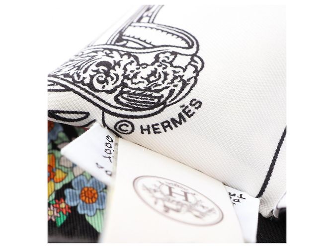 Hermès Hermes Twilly Brides de Gala en Fleurs Eyeliner Ribbon Scarf Nero Bianco Multicolore - vista 4