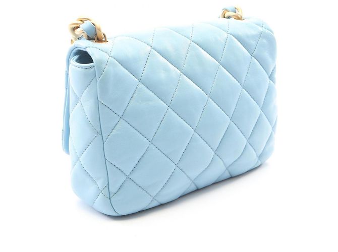 Borsa a tracolla Chanel Matelassé in agnello blu - vista 2