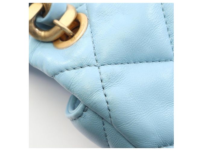 Borsa a tracolla Chanel Matelassé in agnello blu - vista 9