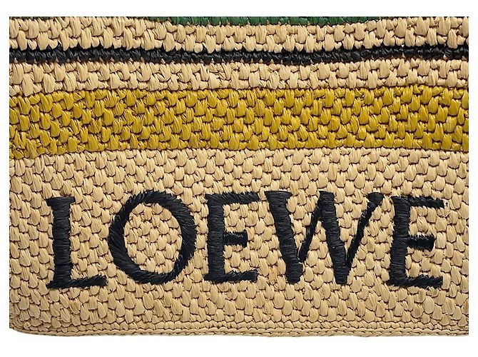 Loewe Font Tote Small Raphia Leder Tasche Mehrfarben Beige - Ansicht 13