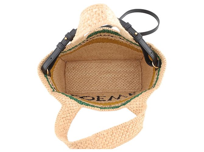 Loewe Font Tote Small Raphia Leder Tasche Mehrfarben Beige - Ansicht 6