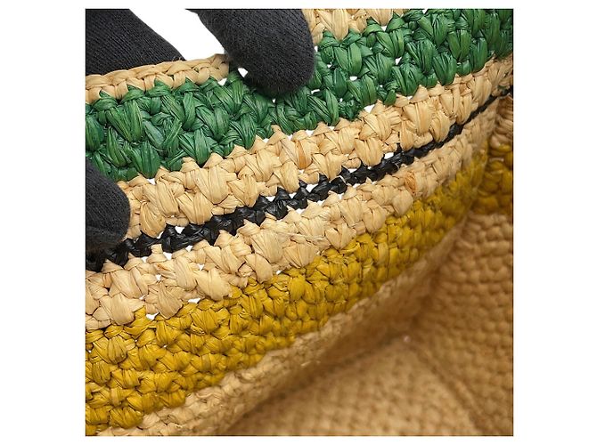 Loewe Font Tote Small Raphia Leder Tasche Mehrfarben Beige - Ansicht 9