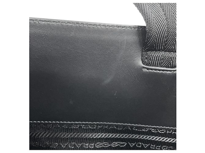 Borsa Tote Prada argento in tela e pelle - vista 11