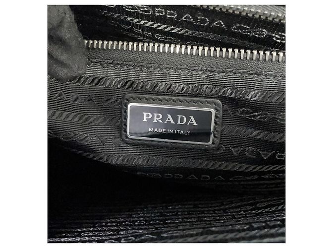 Borsa Tote Prada argento in tela e pelle - vista 15