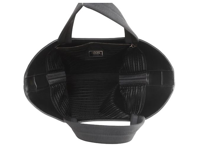 Borsa Tote Prada argento in tela e pelle - vista 5